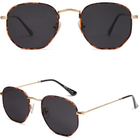Polarized Sunglasses for Women Men Small Hexagonal Polygon Mirrored Lens main image 4